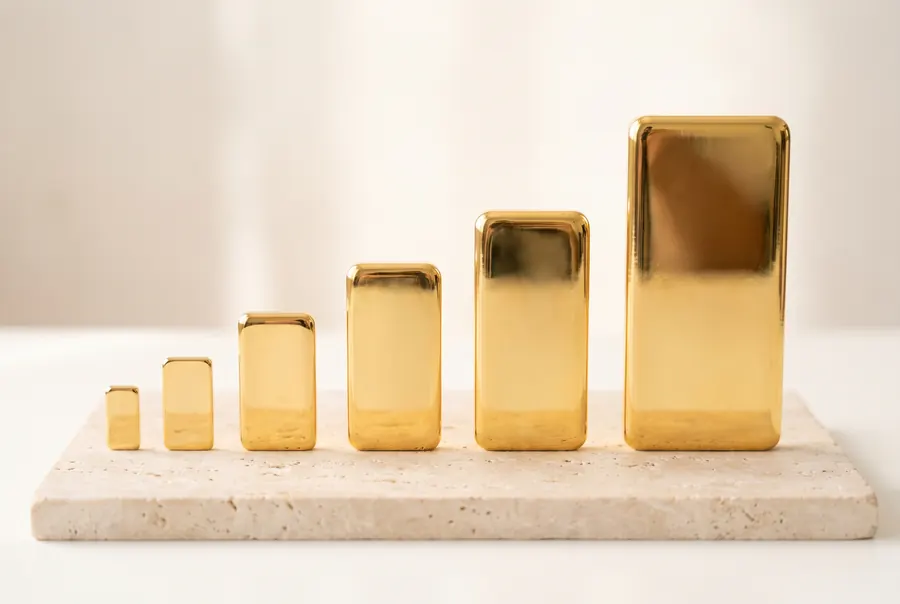 Goldbarren in verschiedenen Größen